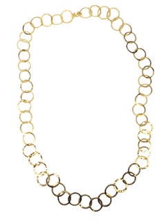 Collar de plata de ley Italia tono dorado martillado con cadena circular #21155