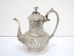 Sterling Silver Jacobi & Jenkins Antique c 1899 Floral Repousse Tea / Coffee Set