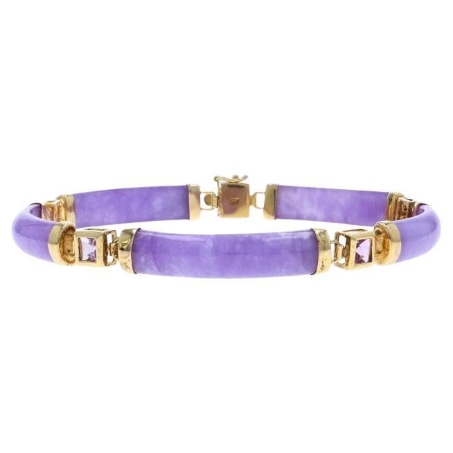 Sterling Silver Jadeite Bracelet 8 1/4" - 925 Dyed