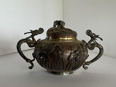 Sterling Silver Japanese Dragon Tea Set by Arthur & Bond Yokohama