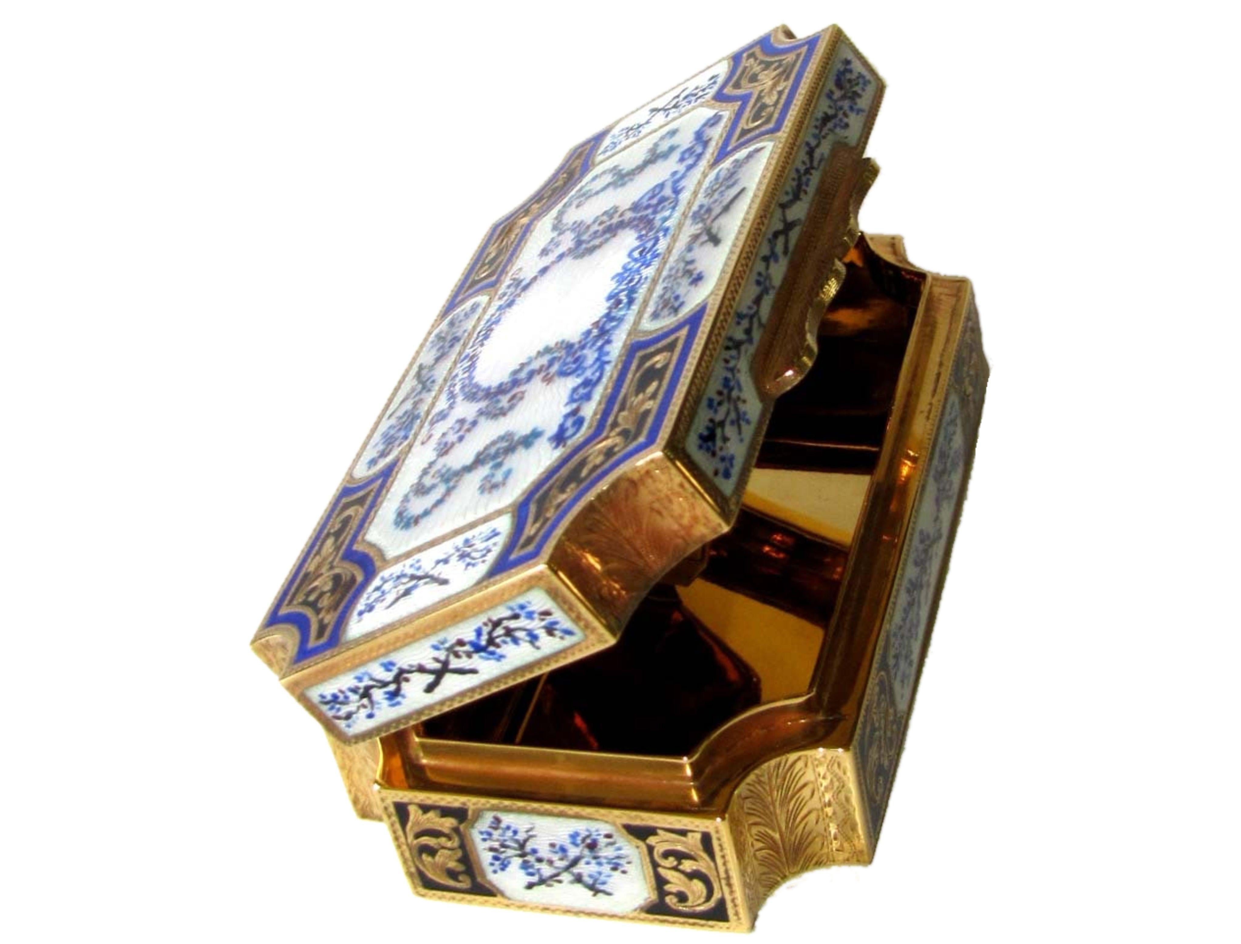 Empire Sterling Silver Jewel Box Fire Enamel Guilloché Hand Painted, Engraved Salimbeni