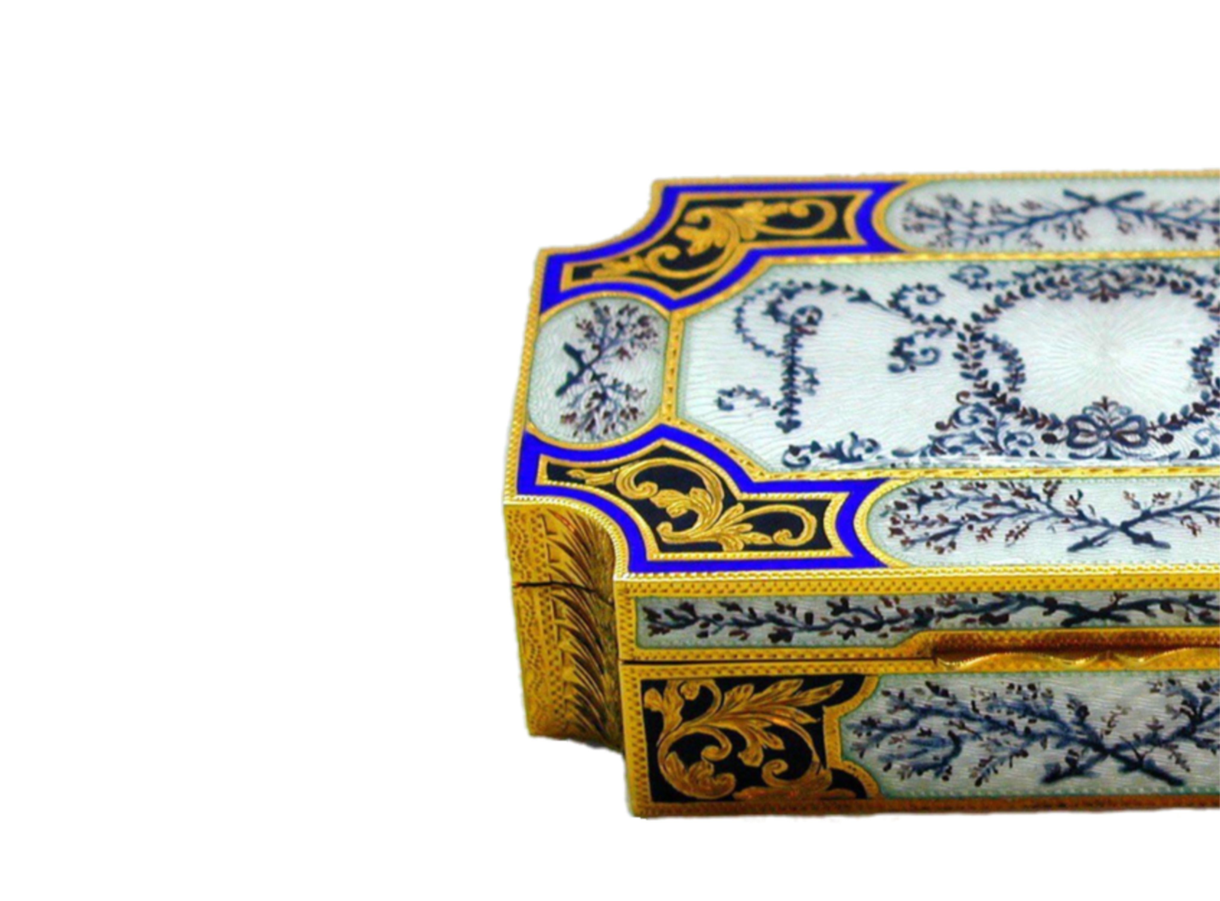 Fired Sterling Silver Jewel Box Fire Enamel Guilloché Hand Painted, Engraved Salimbeni