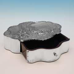 Victorian Antique Sterling Silver Jewellery Box, London 1899 by William Comyns