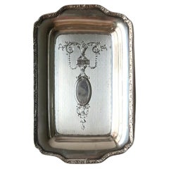 Sterling Silver Jewelry Tray Dish with Neoclassical Design