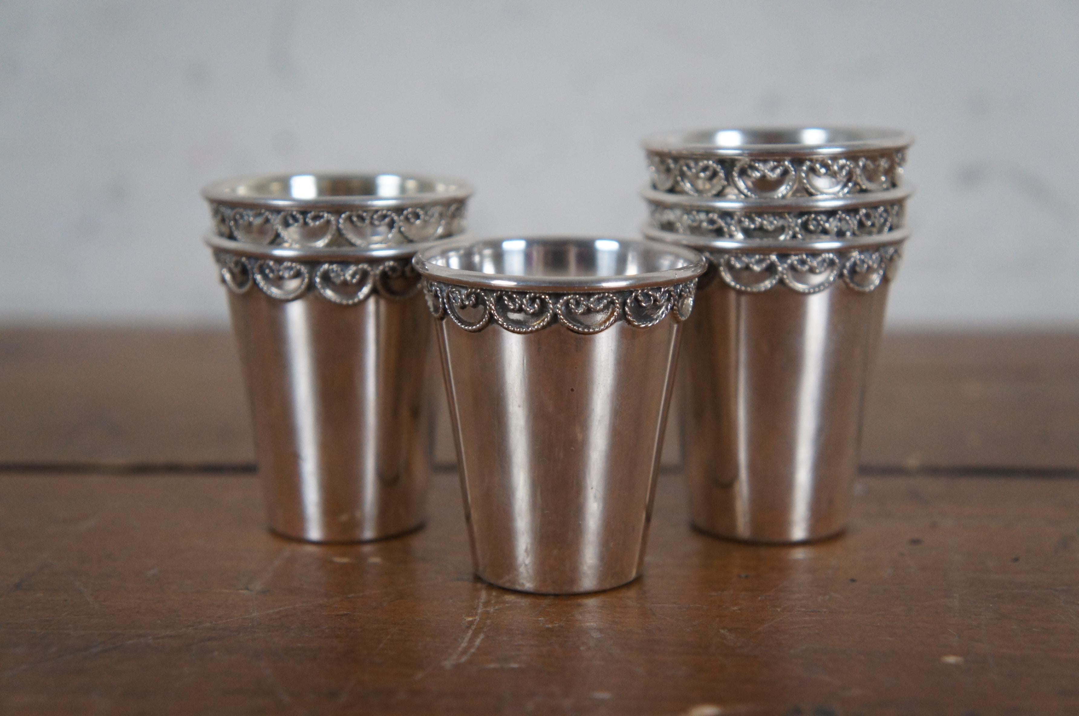 Sterling Silver Jewish Shabbat Kiddush Wine Fountain Set Cups Plate Judaica For Sale 4