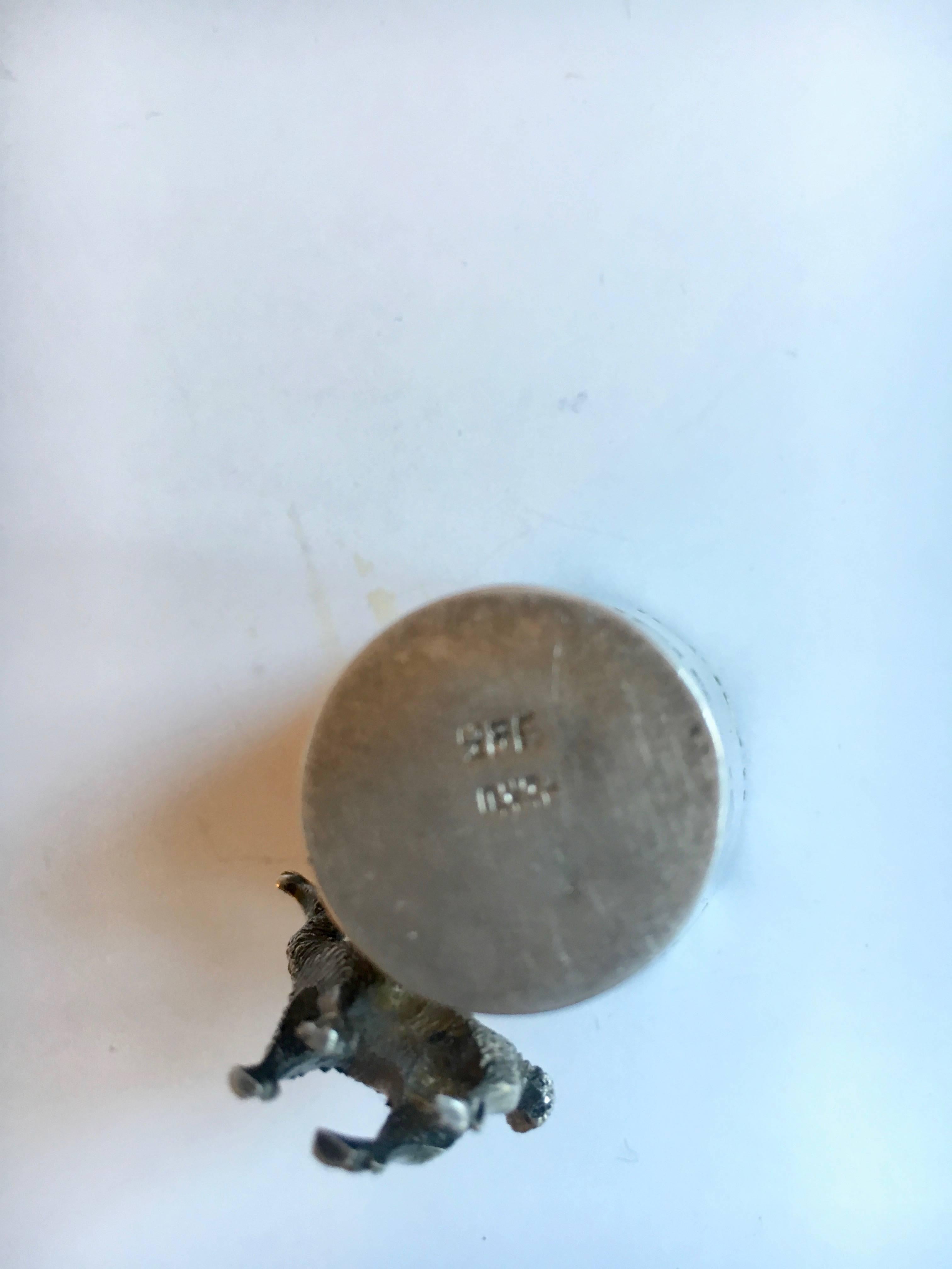 Mid-Century Modern Sterling Silver Jigger with Greek Key and Llama Figure