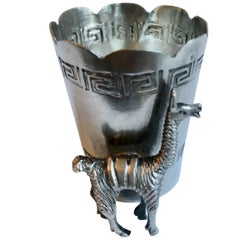 Vintage Sterling Silver Jigger with Greek Key and Llama Figure