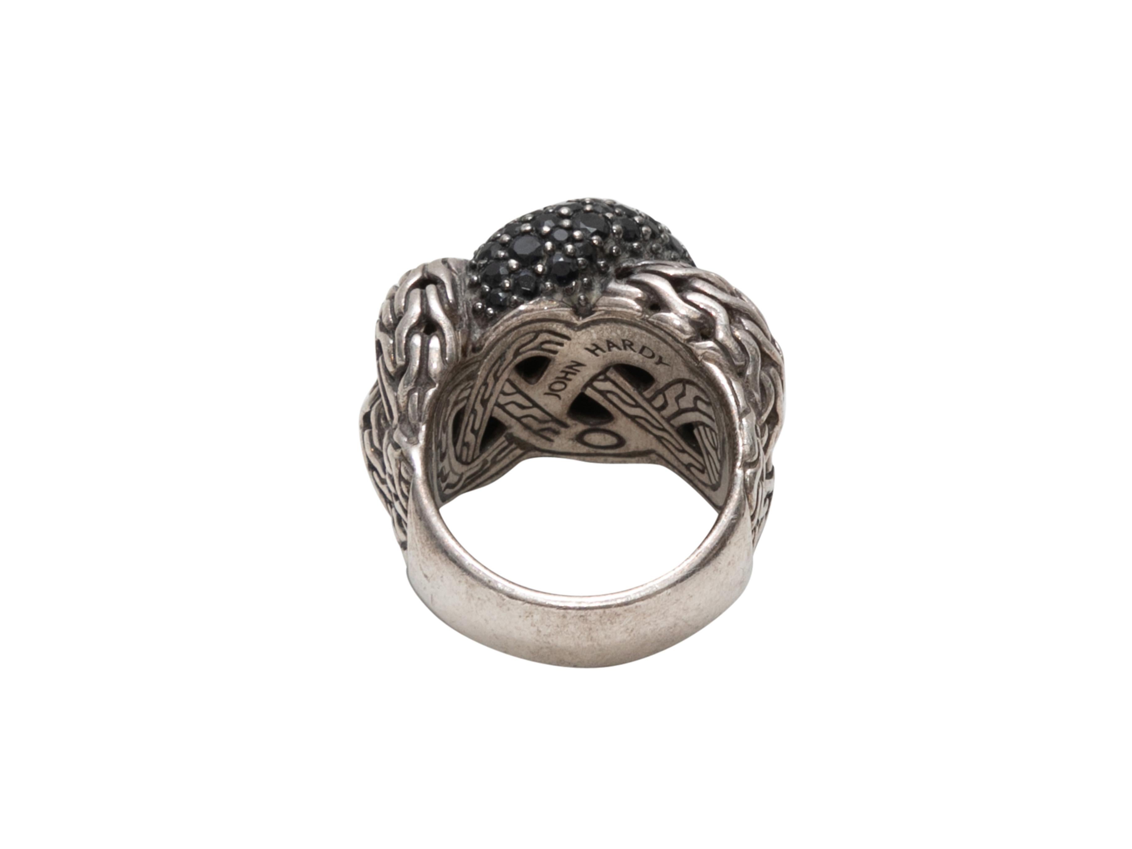 Rough Cut Sterling Silver John Hardy Lava Black Sapphire Ring Size US 7.5 For Sale