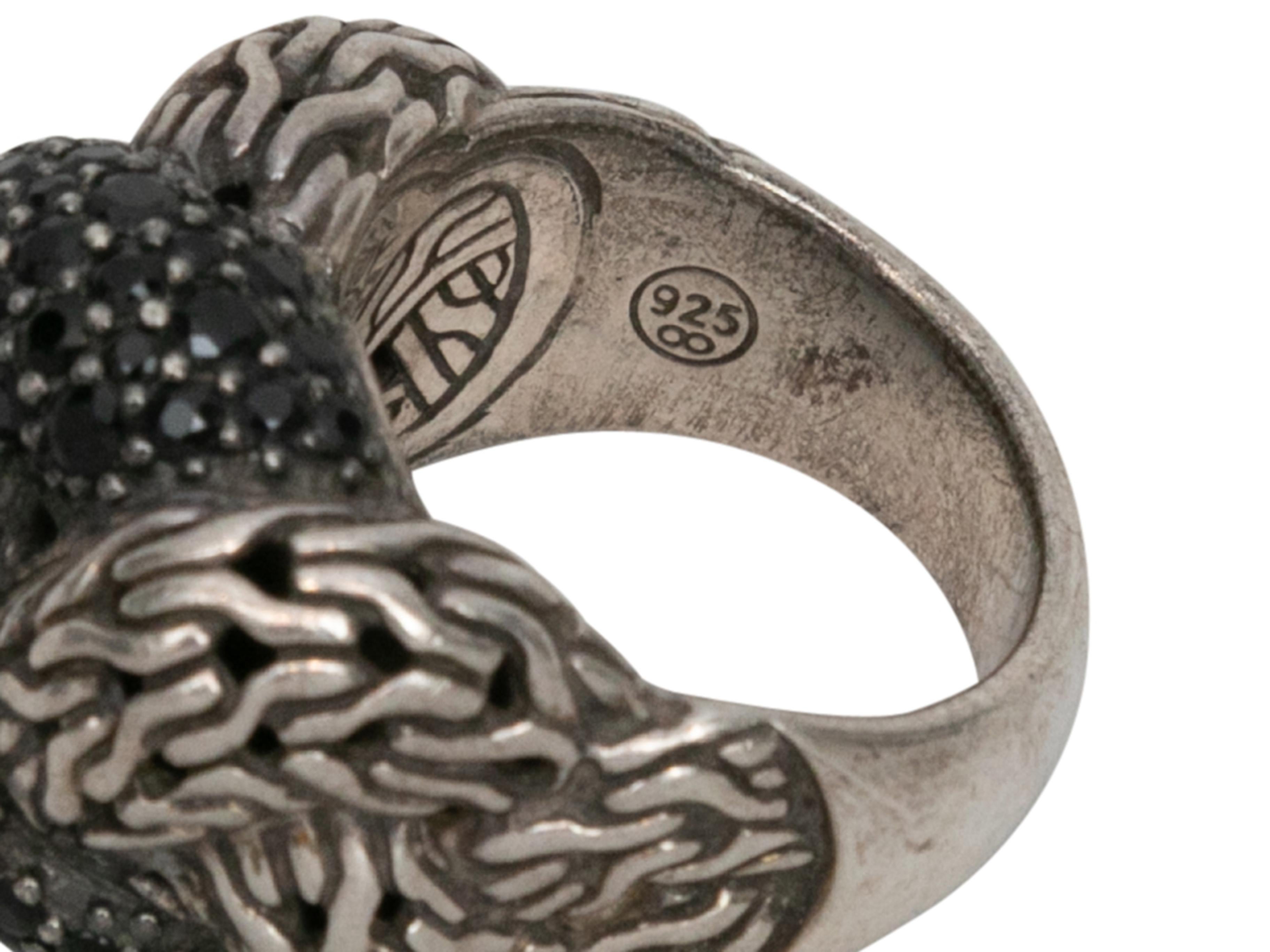 Women's Sterling Silver John Hardy Lava Black Sapphire Ring Size US 7.5 For Sale