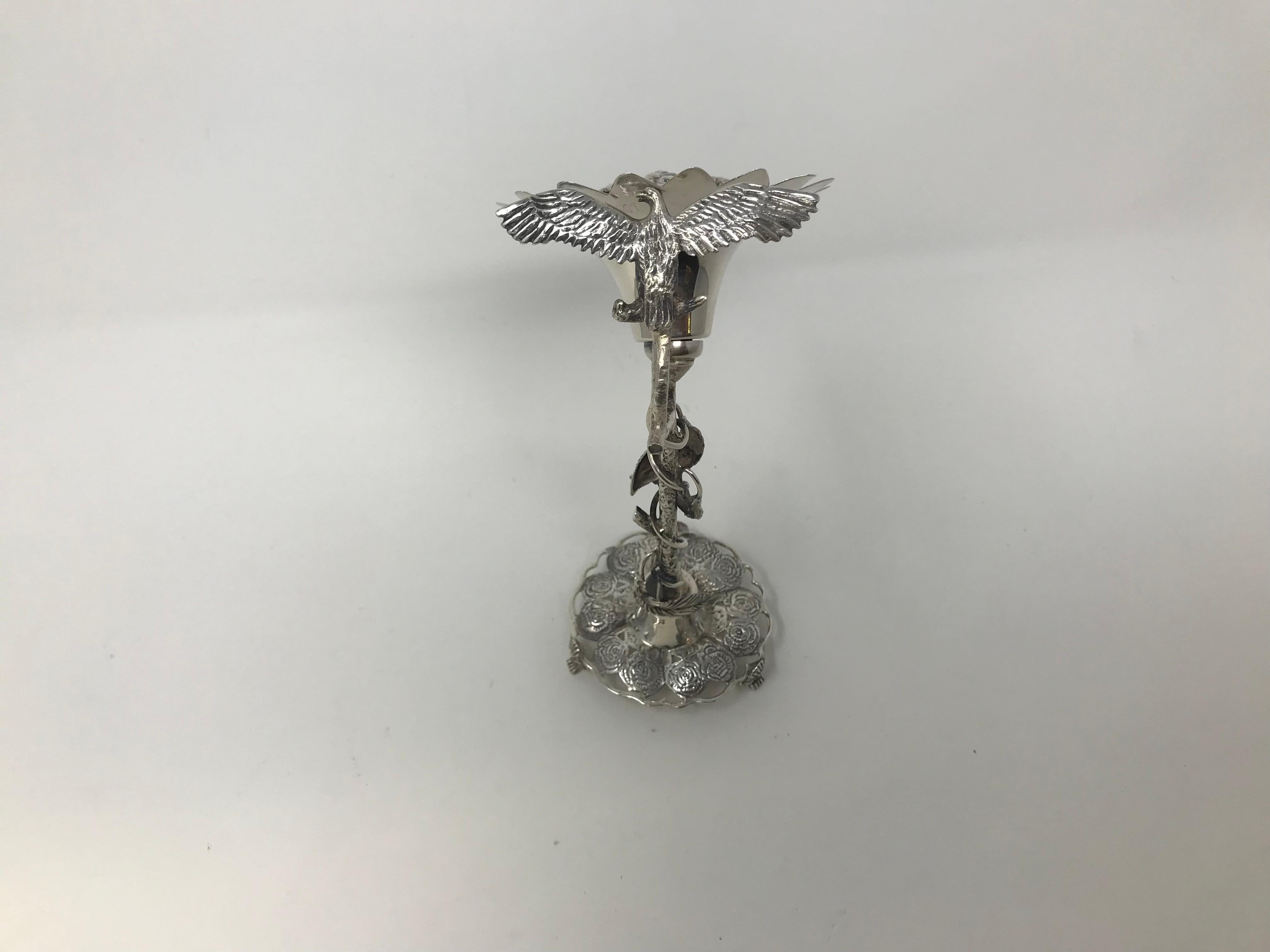 da uomo o donna Scatola per spezie Besamin in argento massiccio con fiori e uccelli in vendita