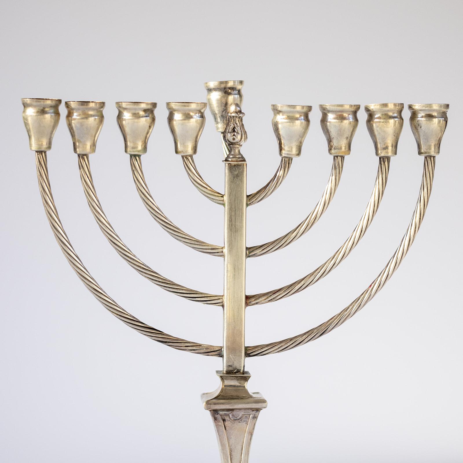Modern Sterling Silver Judaica Menorah Stamped 925 257 gram For Sale