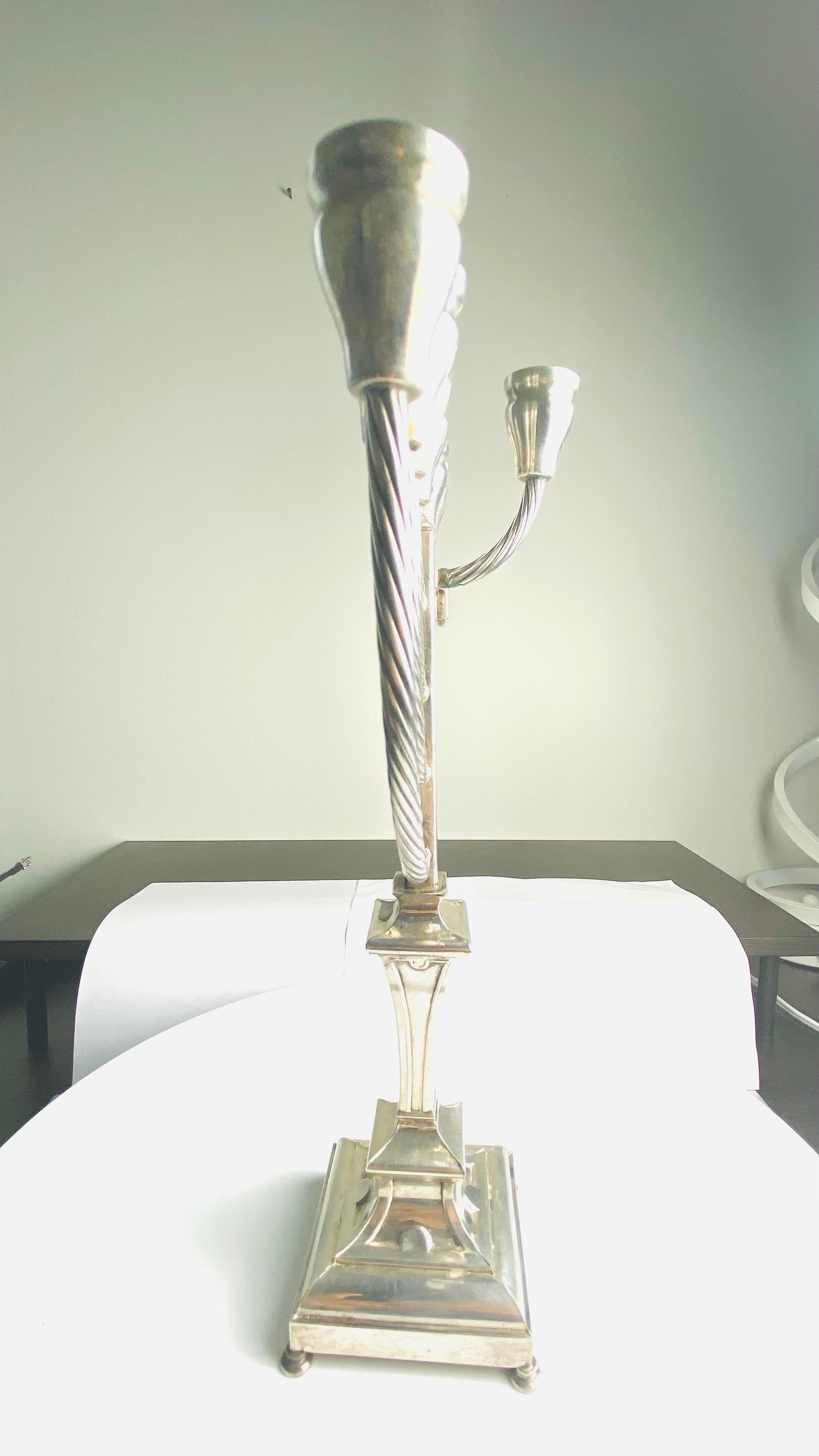 Sterling Silver Judaica Menorah Stamped 925 257 gram For Sale 1