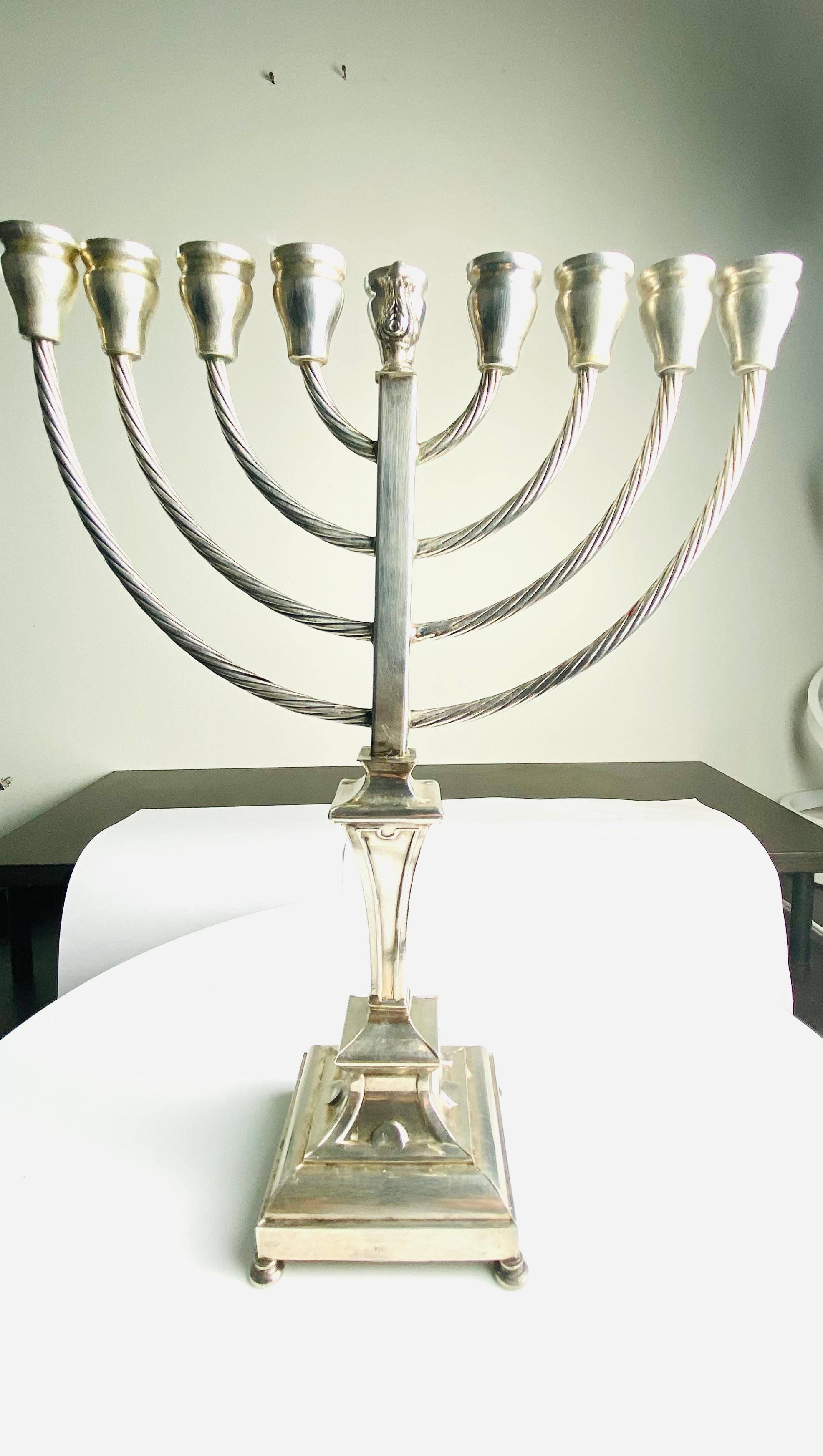 Sterling Silver Judaica Menorah Stamped 925 257 gram For Sale 2