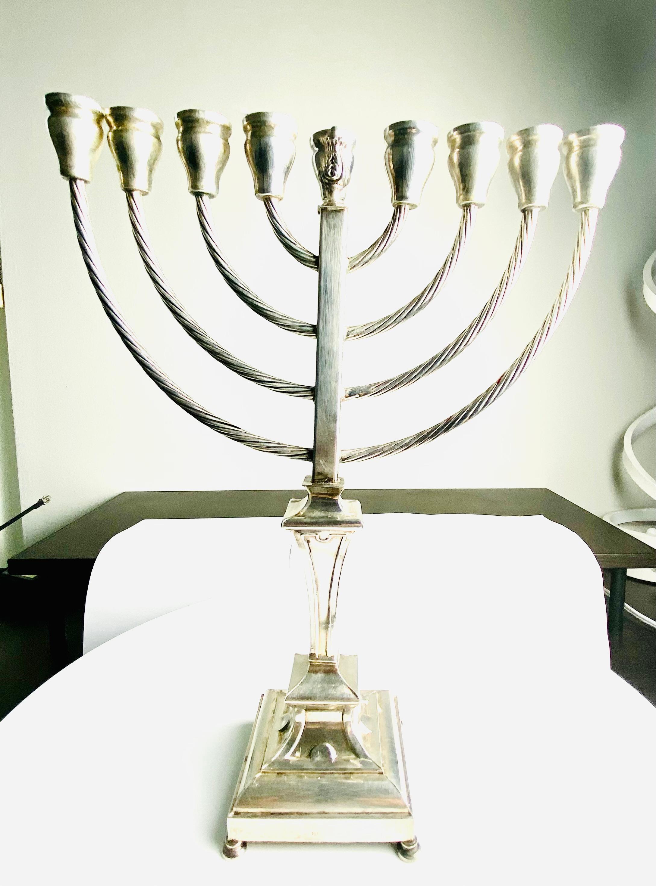 Sterling Silver Judaica Menorah Stamped 925 257 gram For Sale 4