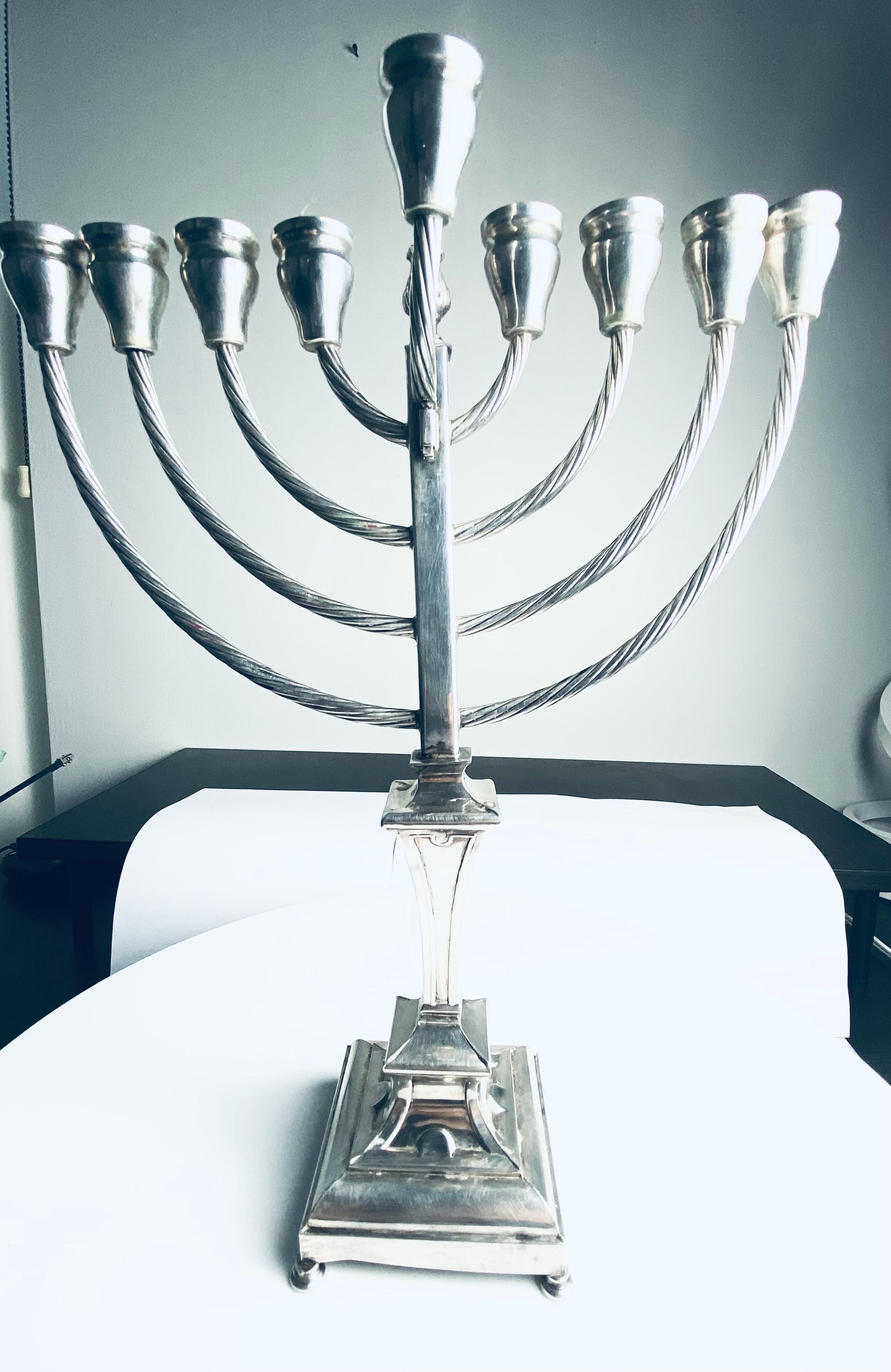 Sterling Silver Judaica Menorah Stamped 925 257 gram For Sale 5
