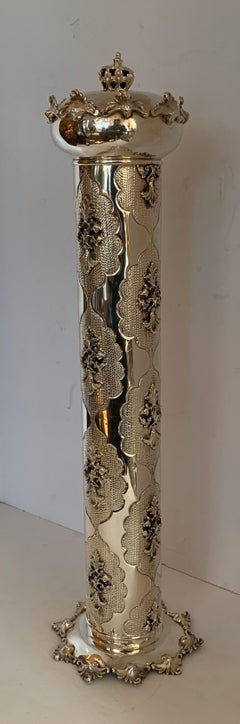 Sterling Silver Judaica Message Scroll Case Document Megillah Megila Holder Box