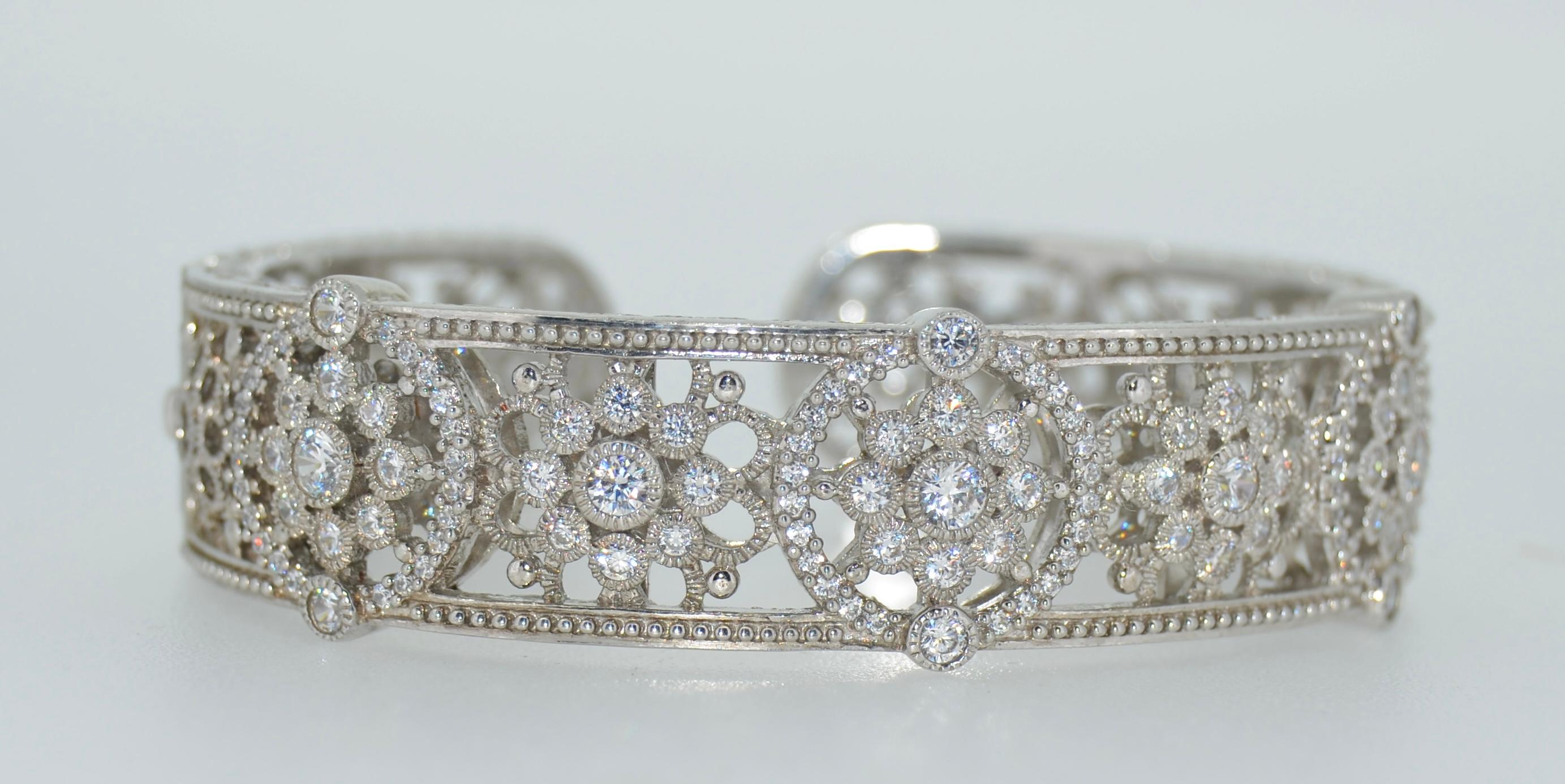 Sterling Silber Judith Ripka Kristall Scharnier-Armband im Angebot 3