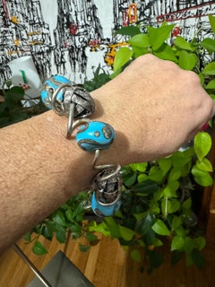 Sterling Silver Kathleen Dennison Hand Crafted Bracelet Glass Beads