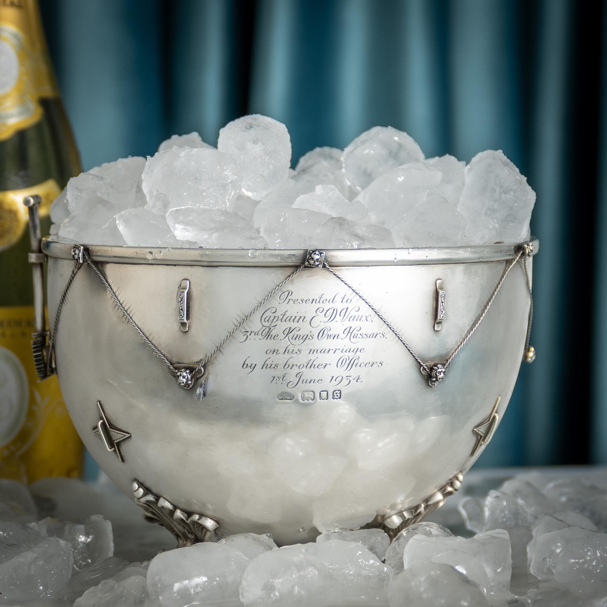 Sterling Silver 'Kettle Drum' Ice Cube Bucket, Hallmarked, London 1933 9