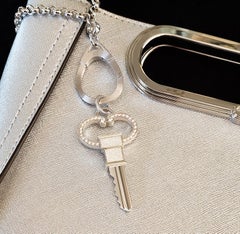 Sterling Silver Key with white sapphire pave is custom made to fit your lock!