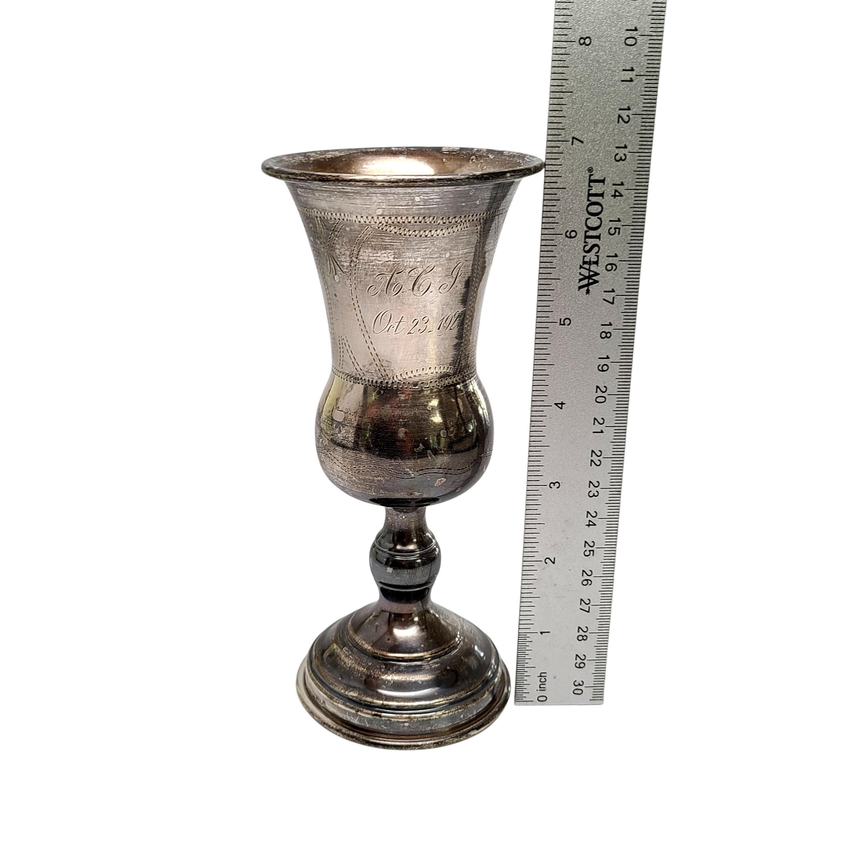 Sterling Silver Kiddush Cup Goblet with Monogram For Sale 2