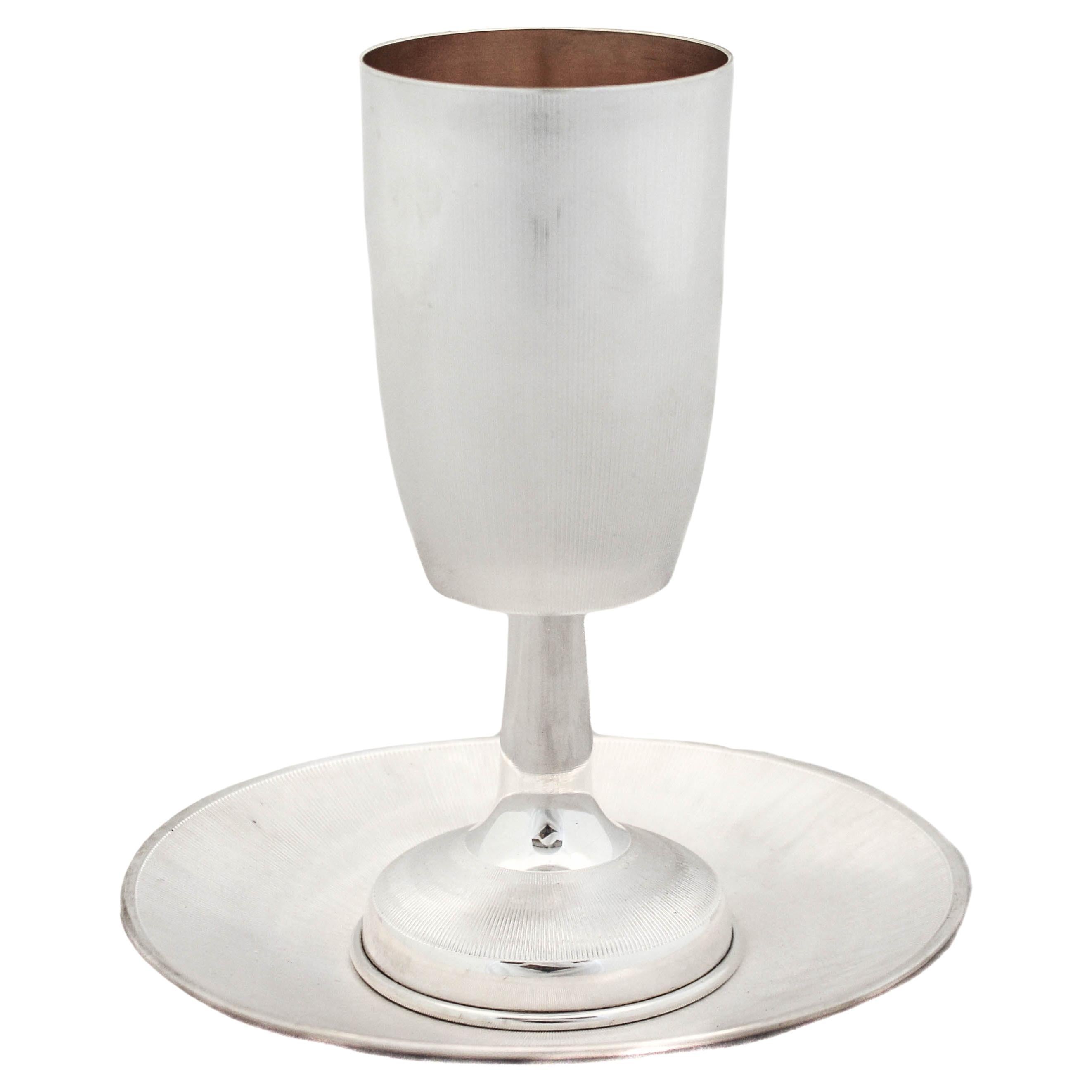 Sterling Silver Kiddush Cup & Plate For Sale