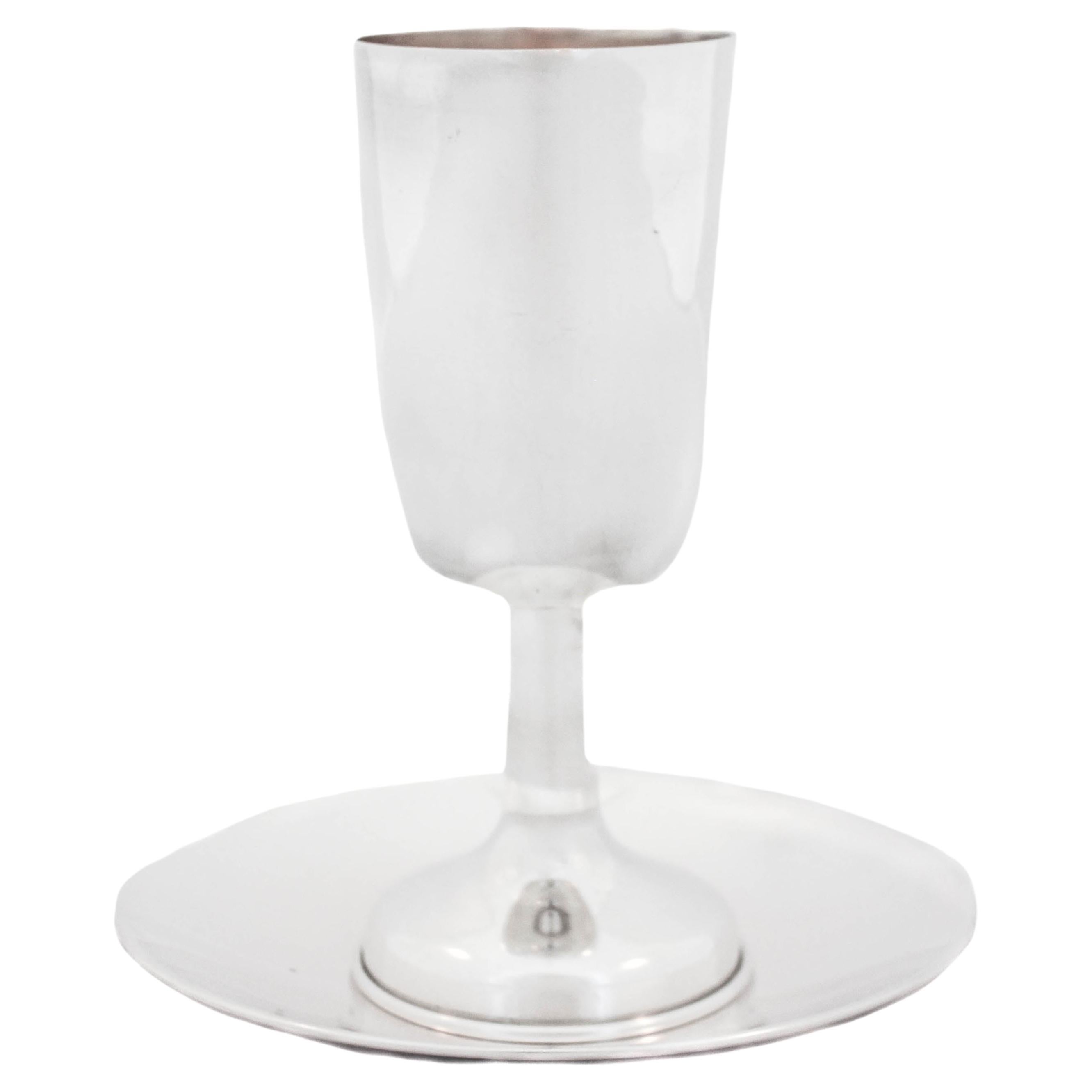 Sterling Silver Kiddush Cup & Plate For Sale