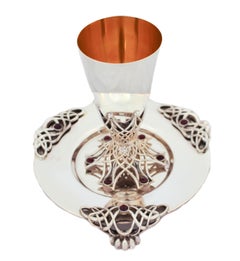 Sterling Silver Kiddush Set with Garnets