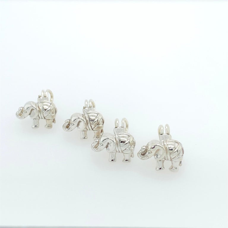 Sterling Silver Kieselstein-Cord Elephant Stud Set In Excellent Condition For Sale In New York, NY