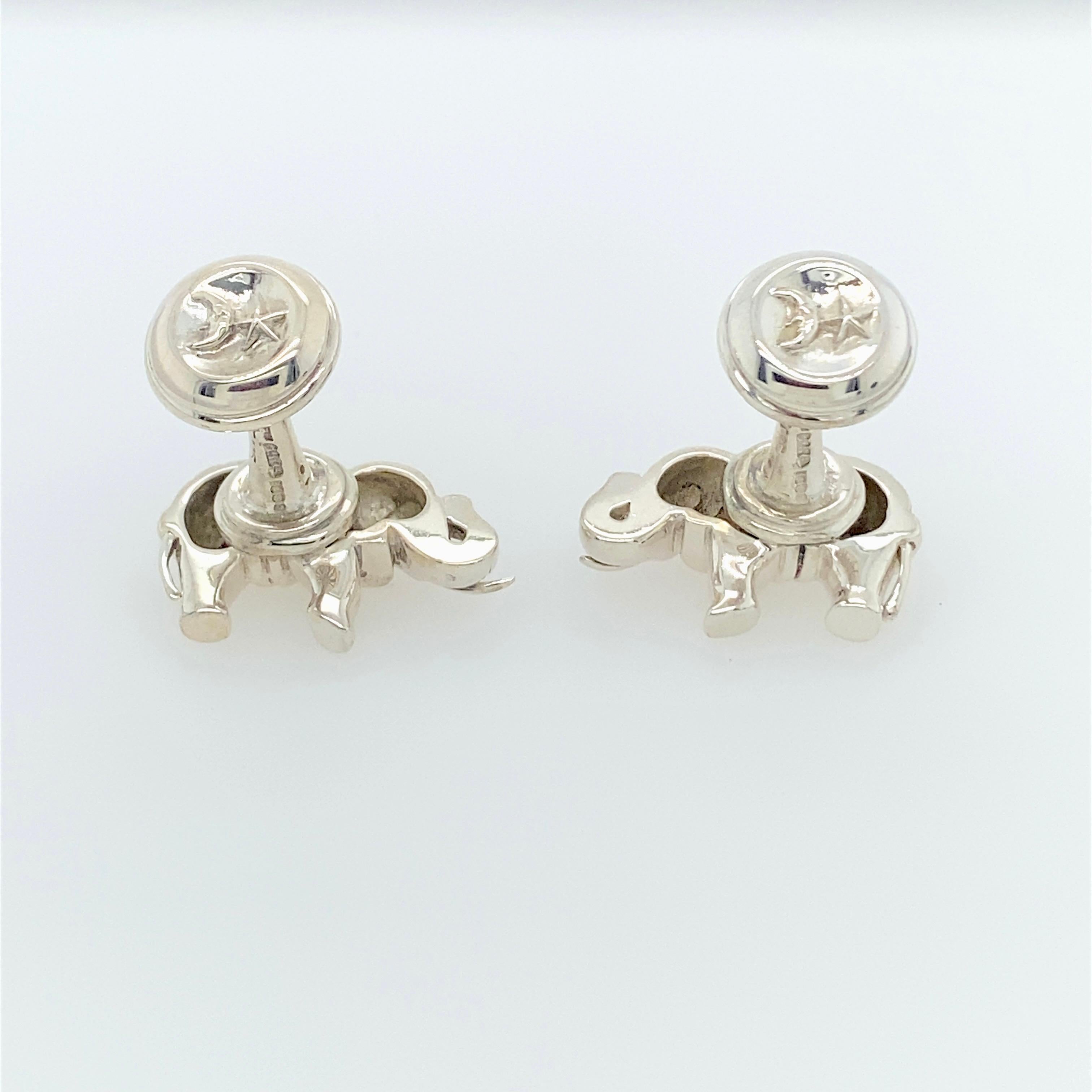 Sterling Silver Kieselstein-Cord Elephant Stud Set In Excellent Condition In New York, NY