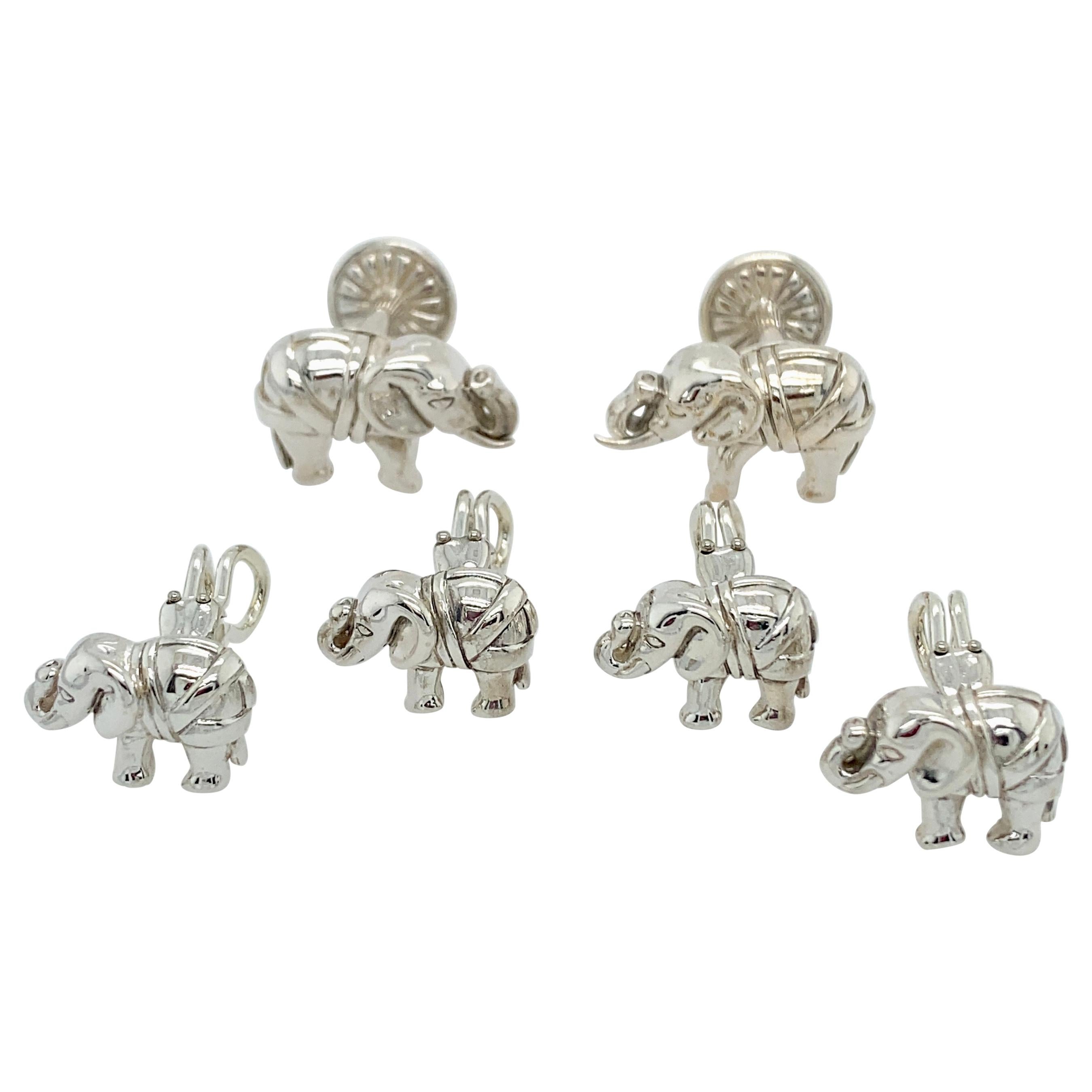 Sterling Silver Kieselstein-Cord Elephant Stud Set