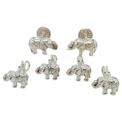 Vintage Sterling Silver Kieselstein-Cord Elephant Stud Set