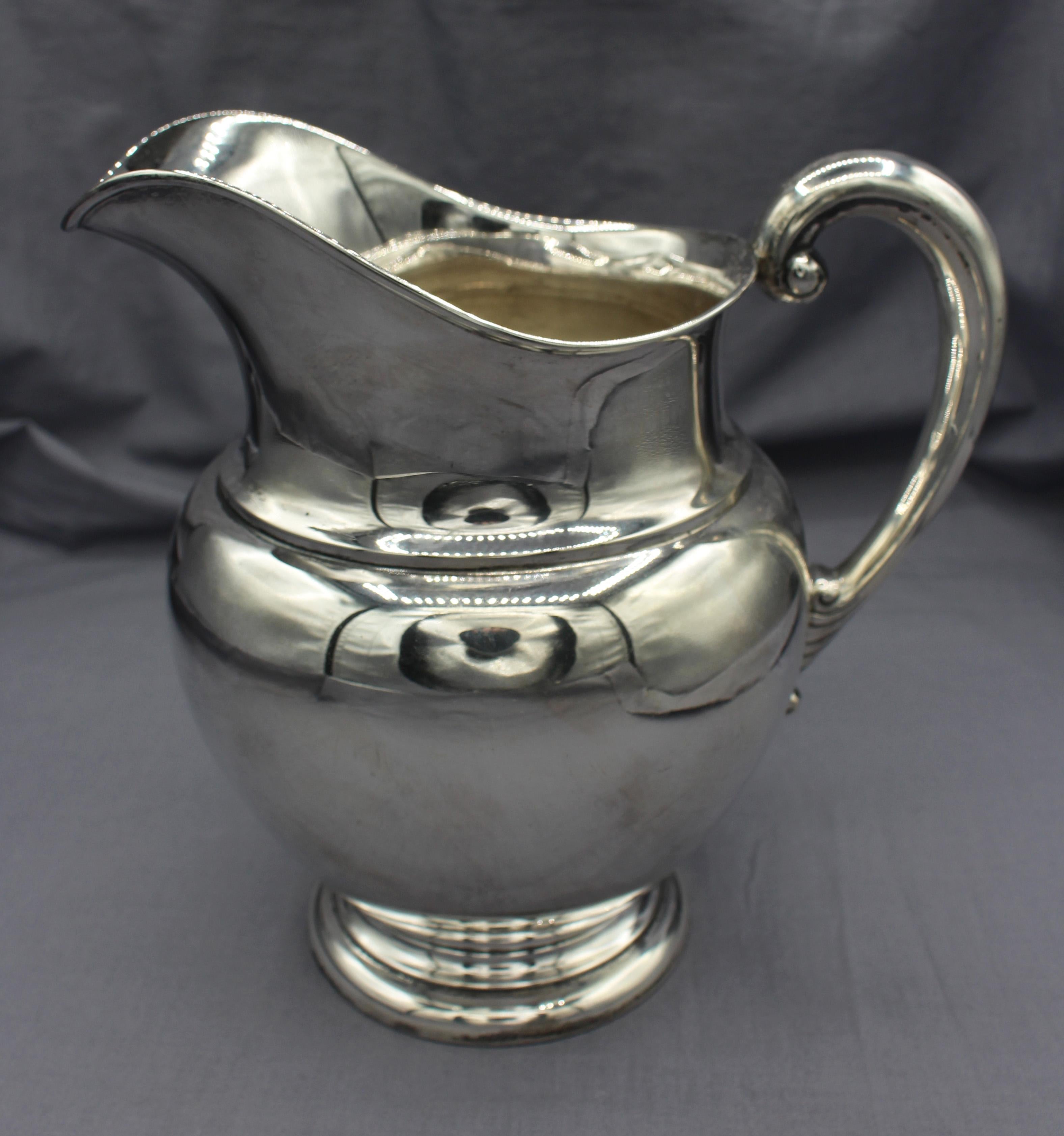 Mid-Century Modern Sterling Silver Kingston Pattern Water Pitcher by Wallace, c.1950s