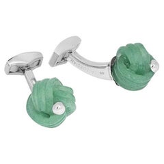 Sterling Silver Knot Cufflinks with Aventurine