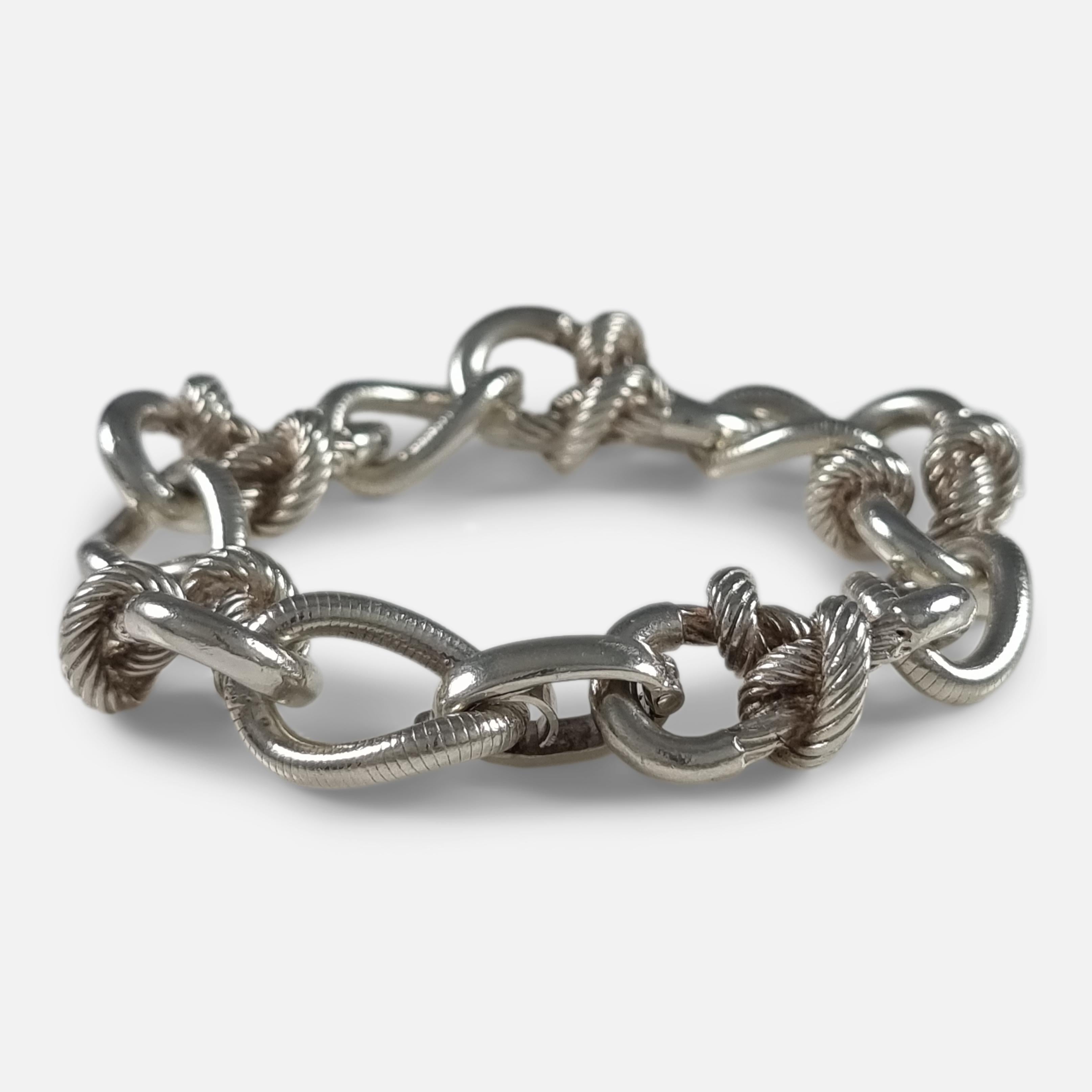 Women's or Men's Sterling Silver Knot Link Bracelet, by Grossé, 1971 For Sale