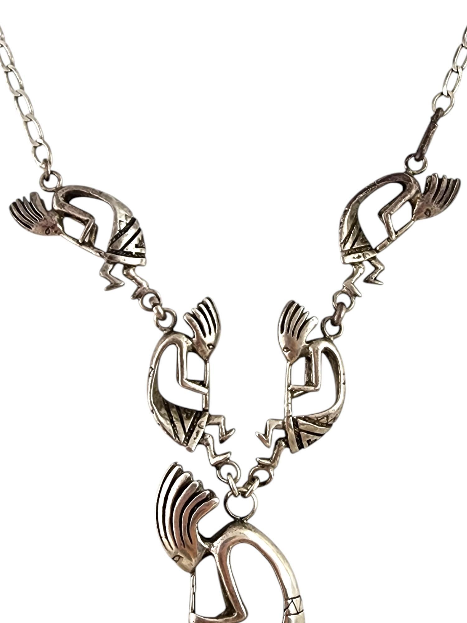Sterling Silver Kokopelli Fertility Diety Necklace #20080 In Good Condition For Sale In Washington Depot, CT