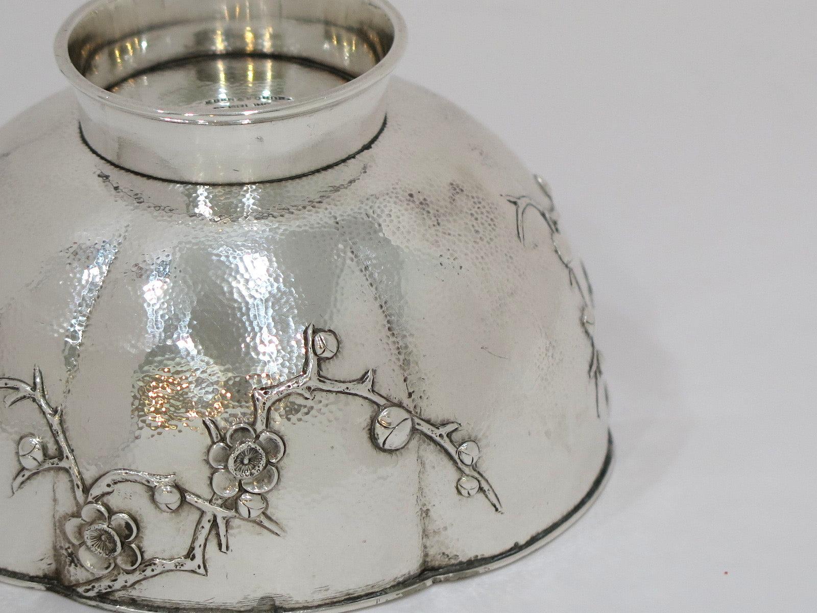 Japanese Sterling Silver Kuhn & Komor, Japan Antique Plum Blossom Candy Nut Dish
