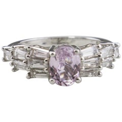 Sterling Silver Kunzite and White Sapphire Fashion Ring