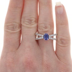 Sterling Silver Kyanite & White Topaz Ring 925 Oval Cut
