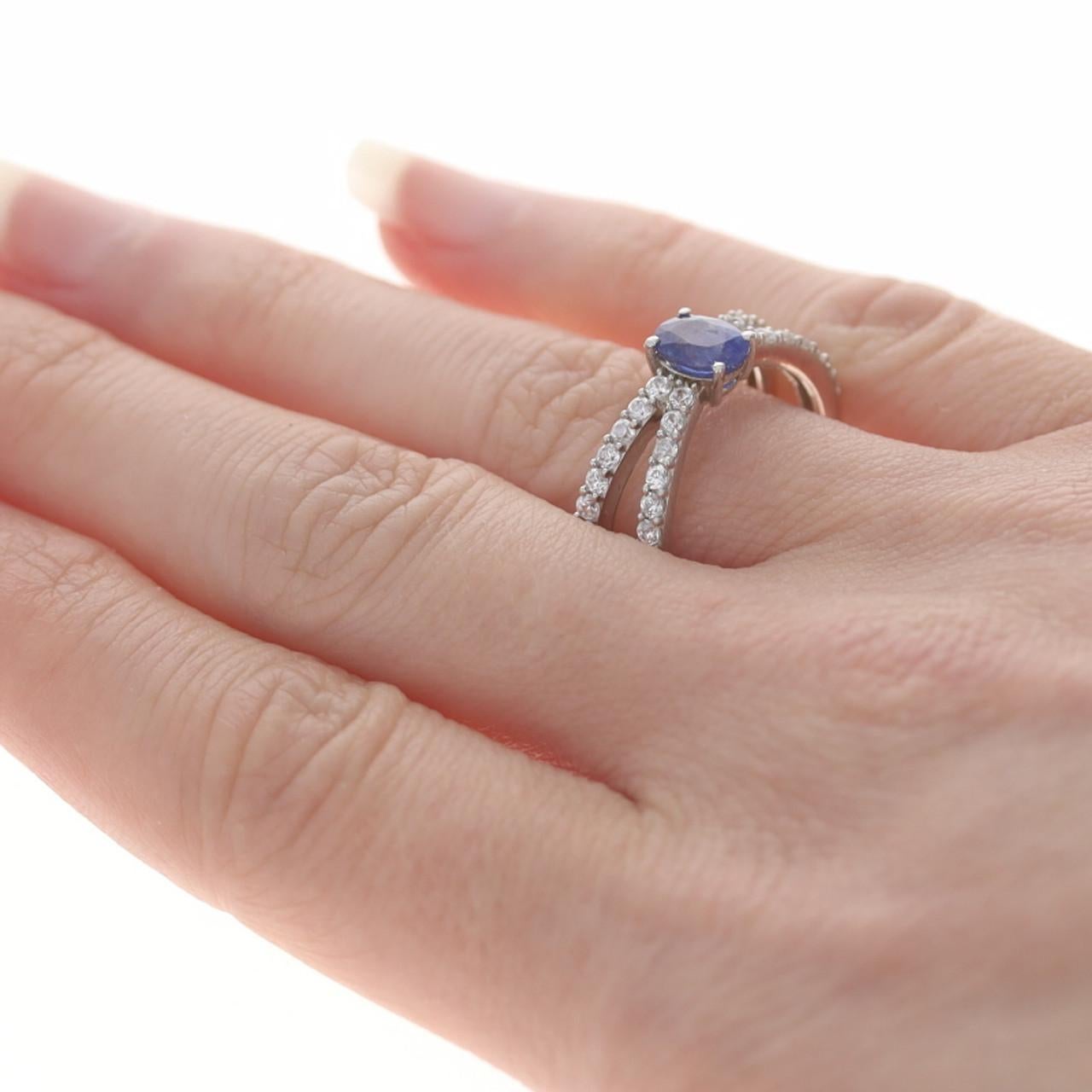 Sterling Silver Kyanite & White Topaz Ring 925 Oval Cut In New Condition In Greensboro, NC