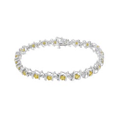 Bracciale da tennis in argento Sterling con gemme coltivate in laboratorio e diamanti rotondi da 1/6 di carato