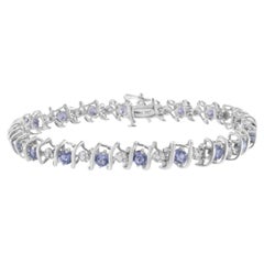 Bracelet tennis en argent sterling avec pierres précieuses de taille laboratoire et diamants ronds de 1/6 carat
