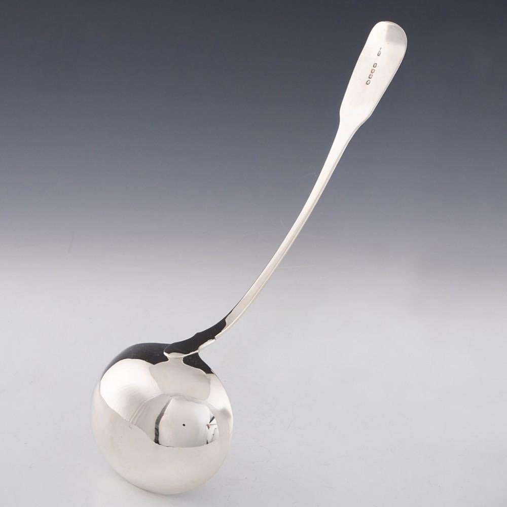 Heading : Sterling silver ladle
Date : Hallmarked in London in 1814 for Solomon Hougham
Period : Regency / George III
Origin : London, England
Decoration : Chased monogram D over a chased lion
Size :  34cm lenght, 9.9cm width
Condition : Excellent,