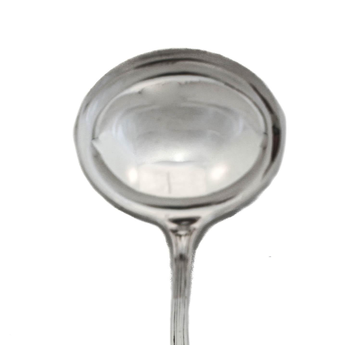 We are thrilled to offer you this sterling silver ladle in the “Audubon” pattern by the world renowned Tiffany & Company. Inspired by 19th-century Japanese paintings, the handle has a bird and floral motif. On the back there is more of the motif