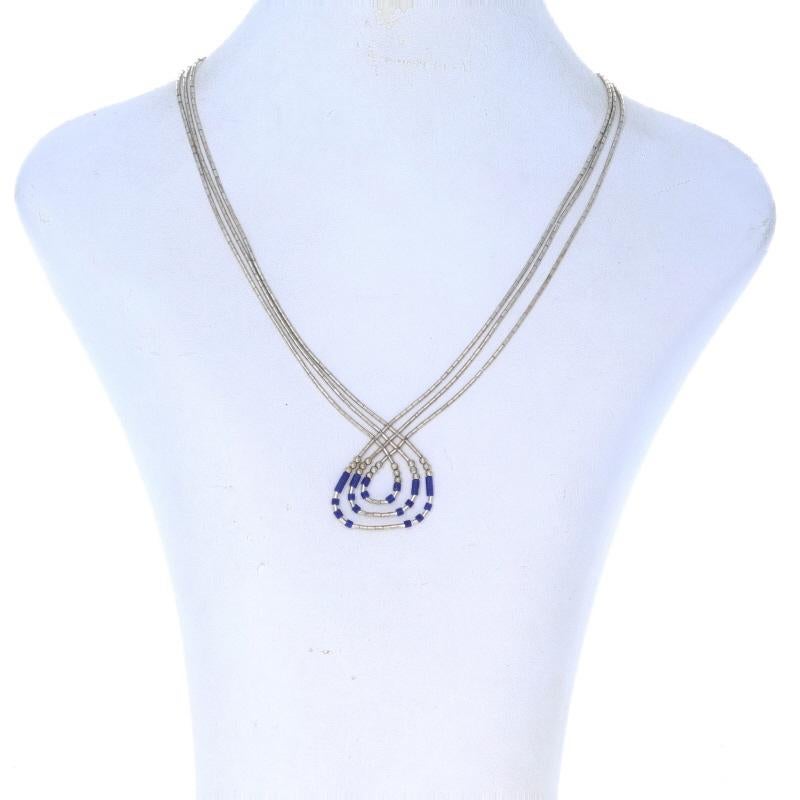 Perlina Collana a tre fili con perline in Lapislazzuli d'argento 925 - 925 in vendita