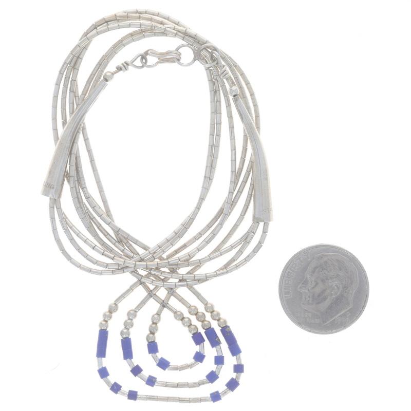 Collana a tre fili con perline in Lapislazzuli d'argento 925 - 925 In condizioni ottime in vendita a Greensboro, NC