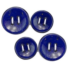 Sterling Silver  Lapis Lazuli Button Cufflinks