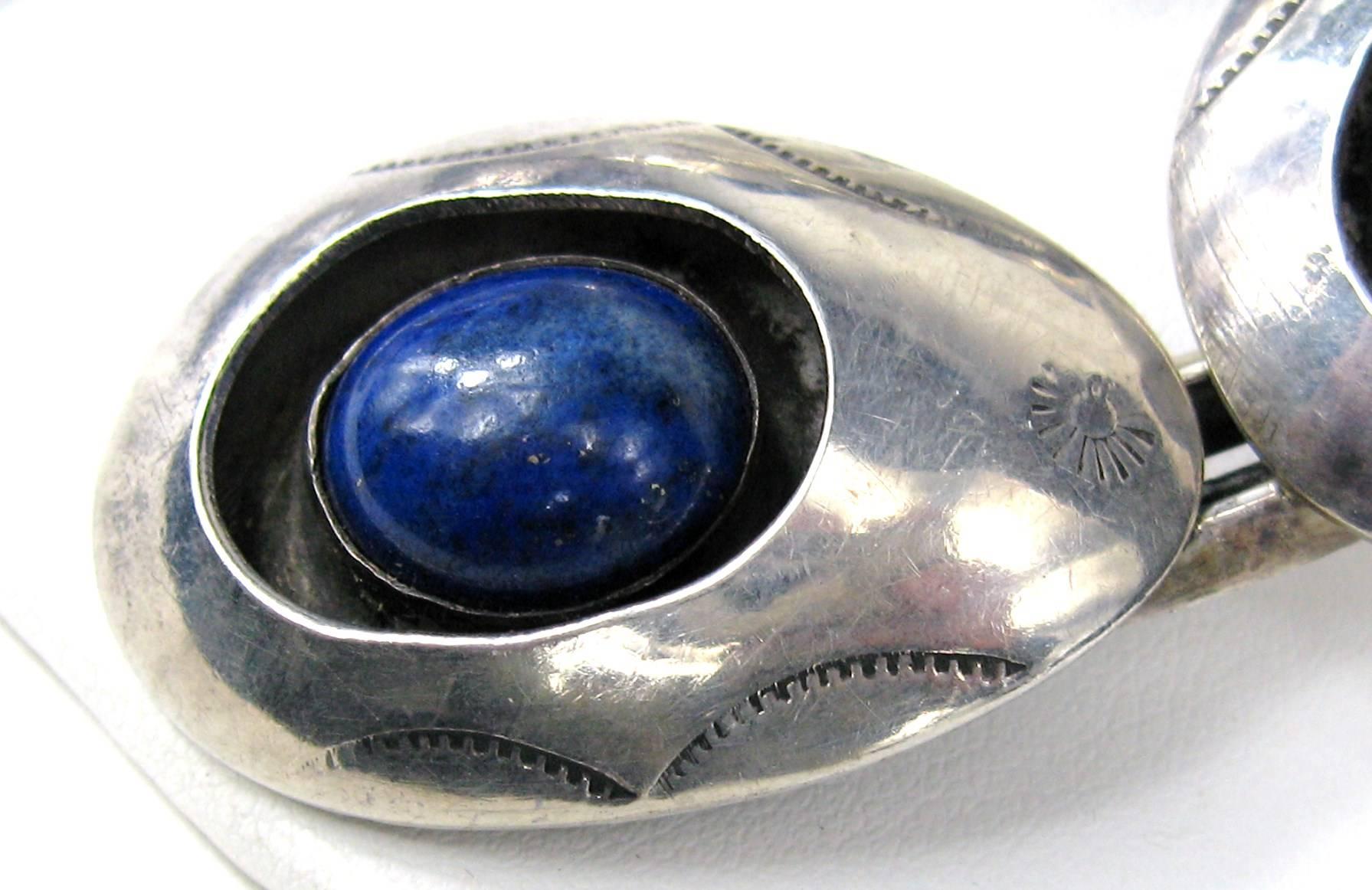 Collana con fiori di zucca in Lapis d'argento Navajo  Nativi americani in vendita 2