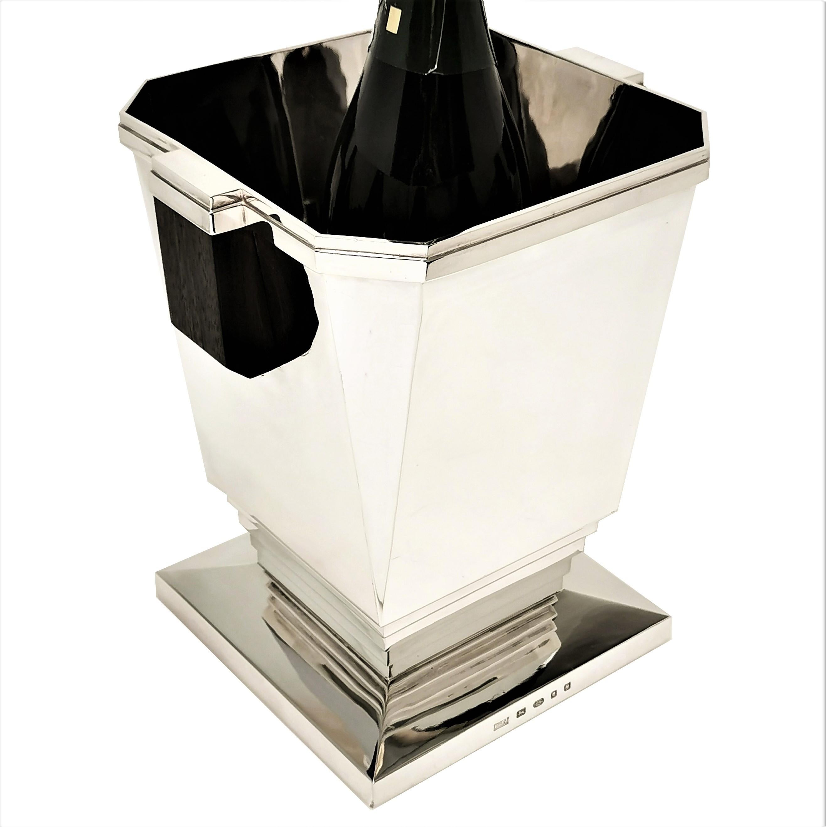 Sterling Silver Large Art Deco Style Wine / Champagne Coolers, 2022 For Sale 1