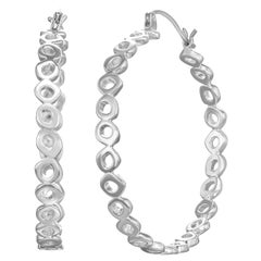 Sterling Silver Large Hoops with 14 Karat White Gold Earwire